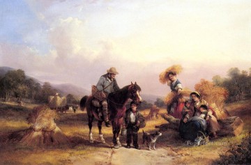  rural Pintura - Cosechadores Descansando escenas rurales William Shayer Snr
